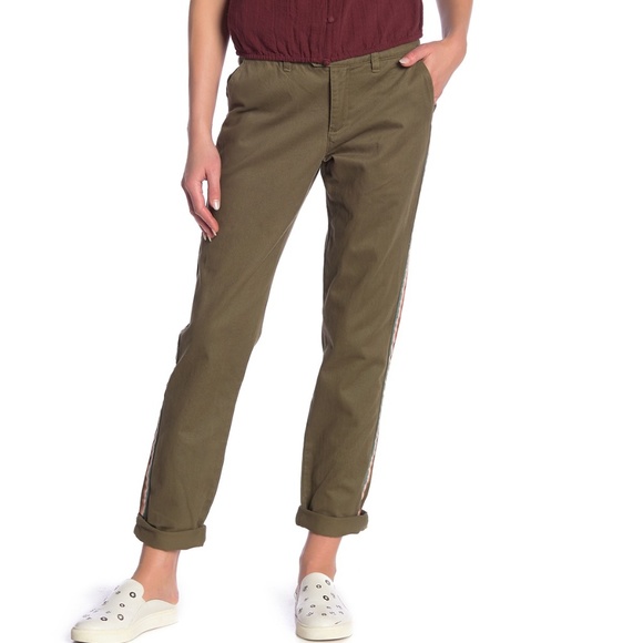 Roxy Pants - ROXY Cotton Poetry Side Stripe Pants Olive